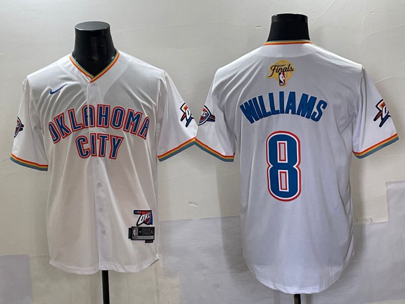 Men 2025 Oklahoma City Thunder #8 Williams White Nike Joint Name NBA Jersey style 1->->NBA Jersey